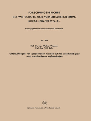 cover image of Untersuchungen von gesponnenen Garnen auf ihre Gleichmäßigkeit nach verschiedenen Meßmethoden